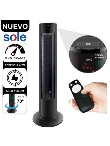 Ventilador de Aire Sole Tipo Torre SOLAIR018 Negro